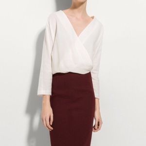 MASSIMO DUTTI ZARA KIMONO FAUX WRAP WHITE BLOUSE